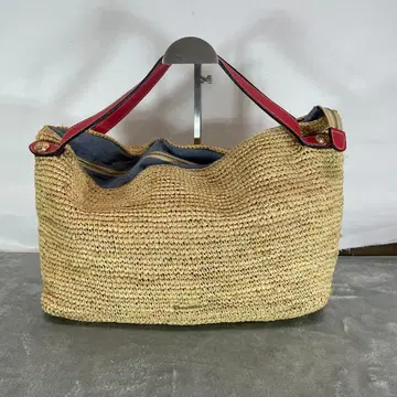 탑카피 TREASURE 토트백 라피아풍 바스켓백 가죽 핸들