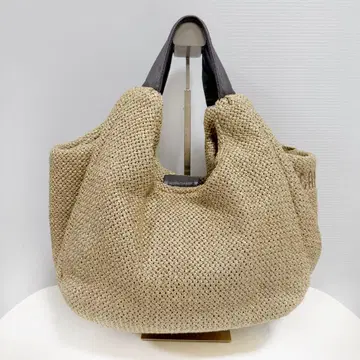 CAMPER 캠퍼 바스켓백 스트로우 백 가죽 토트 내추럴