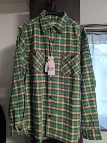 HOUSTON 플란넬 체크 셔츠 그린 2XL