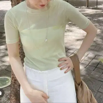 AURALEE 오라리 반팔 시어 티셔츠 그린 2(L)