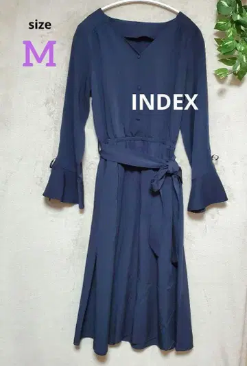 인덱스 INDEX 롱 원피스 허리 리본 네이비 M