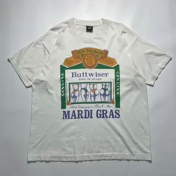 90s Buttwiser USA제 빈티지 T XL 아이보리 6879