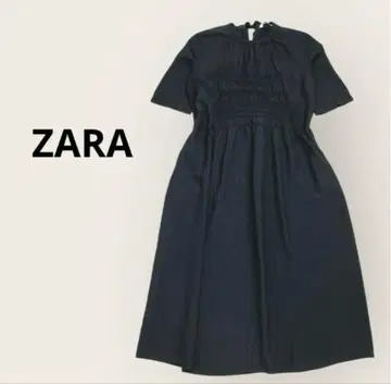 자라 ZARA 타이 디테일 원피스 롱 셔링 오분 소매 광택