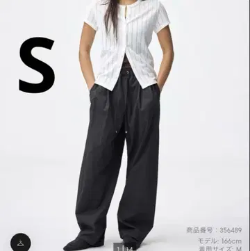 배럴 레그 풀온 팬츠 Q 블랙 S 사이즈