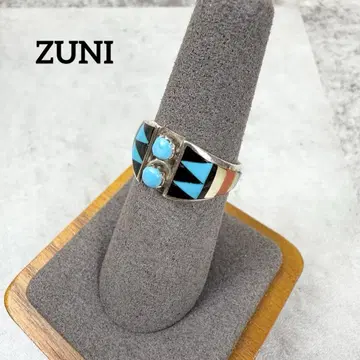 ZUNI 주니족 BOONE 멀티 컬러 인레이 실버 반지 12호