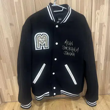 자라 블랙 바시티 자켓 L