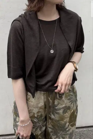 새상품 IENA 앙상블 프렌치 린넨 가디건 하프 슬리브 풀오버