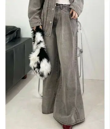 LILY BROWN 턱 와이드 데님 팬츠