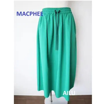 MACPHEE 시어 축구 개더 롱 스커트 M 그린 55374