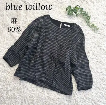 blue willow 블루 윌로우 린넨 체크 블라우스 튜닉