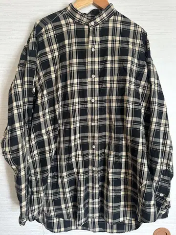 Ralph Lauren BLACK 노카라 체크 셔츠 L