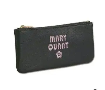 MARY QUANT 글리터 레트로 로고 플랫 펜 케이스 (블랙)
