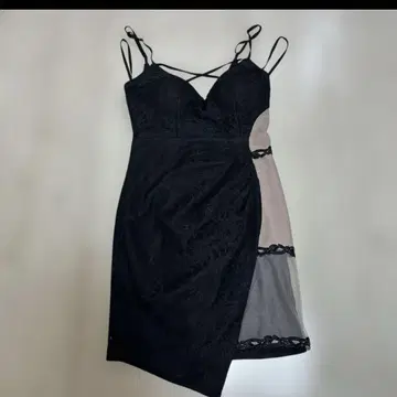 블랙 레이스 메쉬 드레스
