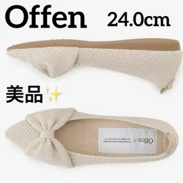offen 오펜 플랫 펌프스 베이지 리본 니트 24.0