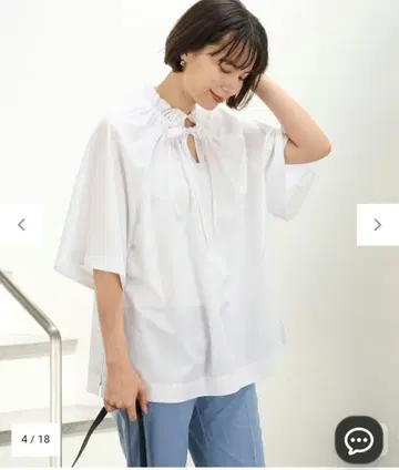 안피로 [세탁 가능] 프릴 넥 블라우스 XL