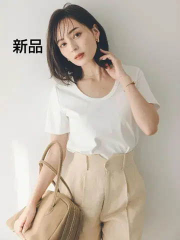 새상품 실크 터치 코튼 U넥 T