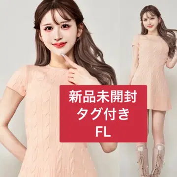 미개봉 새상품 다리치 로고 케이블 니트 미니 원피스 FL 핑크
