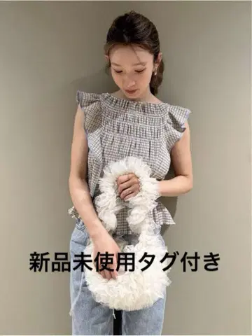 스나이델 셔링 개더 블라우스 프릴 상의 체크
