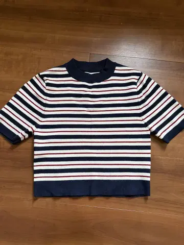 eimyistoire 스트라이프 반팔 니트 에이미 크롭 길이