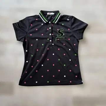 Srixon 도트 무늬 블랙 피케 셔츠 L