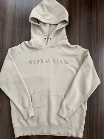 ALEXIA STAM 베이지 자수 로고 후드티