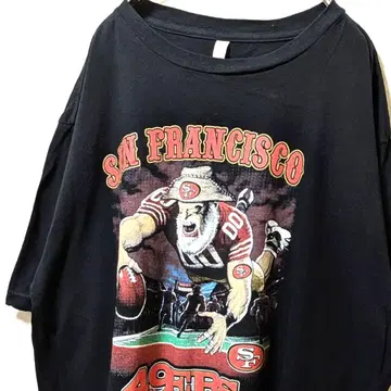 NFL 샌프란시스코 포티 나이너스 티셔츠 블랙 검정 2XL 구제 의류