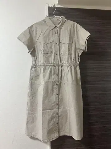 지유 워크 셔츠 원피스 베이지 3XL 빅 사이즈