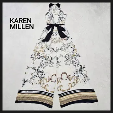 [택 포함 새상품] KAREN MILLEN 올인원 올 패턴 허리 리본