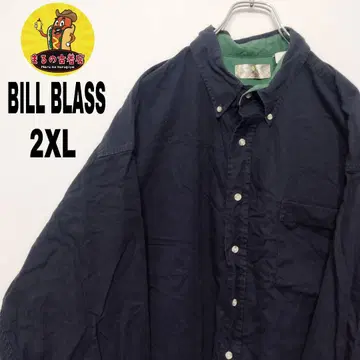 usa 구제 의류 BILL BLASS 긴팔 버튼 셔츠 2XL 네이비