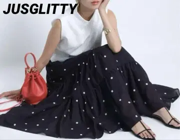 JUSGLITTY 저스길리티 도트 티어드 스커트 0