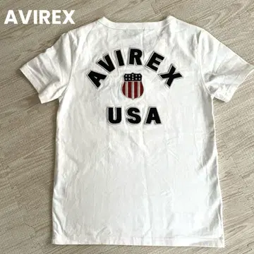 AVIREX USA 티셔츠 자수 두꺼운 원단 화이트