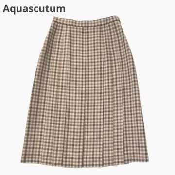 Aquascutum 아쿠아 스큐텀 플리츠 스커트 실크 혼방 울