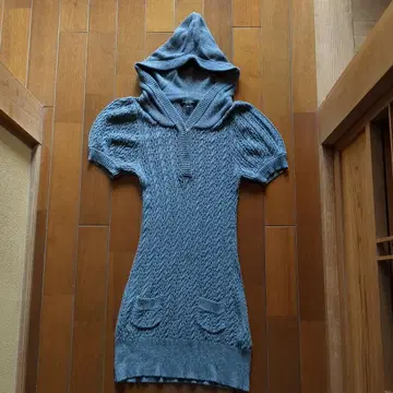 JILL STUART 후드 부착 반팔 니트 M 사이즈 그레이 질스튜어트