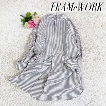 새상품급 프레임워크 컬러 스트라이프 셔츠 루즈한 오버 사이즈
