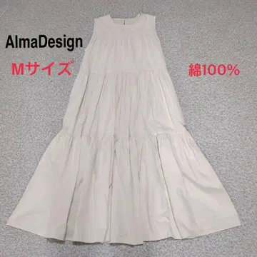 AlmaDesign M 사이즈 슬리브리스 원피스 면 화이트