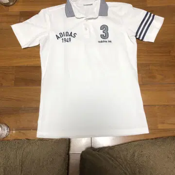 ADIDAS 화이트 피케 셔츠 3 자수