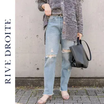 새상품 RIVE DROITE MONN 몬 브로큰 스트레이트 데님