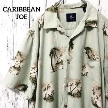 C2143 CARIBBEAN 알로하 셔츠 실크 오픈 카라 보타니컬
