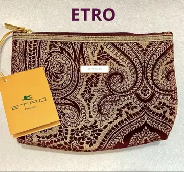 택 포함 새상품 ETRO 에트로 페이즐리 무늬 파우치 골드 x 보르도