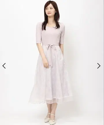 레이스 원피스 롱 원피스 반팔 핑크 베이지 경사 오피스