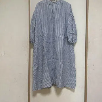 NATURAL LAUNDRY 린넨 100% 스트라이프 셔츠 원피스
