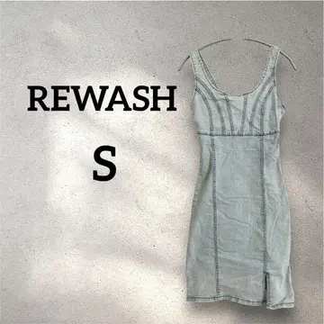 REWASH [S] 슬리브리스 데님 미니 원피스