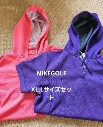 Nike 후드 부착 피케 셔츠 보라색과 핑크 2장 세트