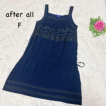 애프터 올 F 네이비 꽃무늬 자수 슬리브리스 원피스 점퍼 스커트