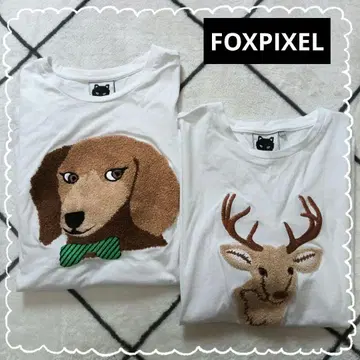 FOXPIXEL 폭스 픽셀 애니멀 티셔츠 2장 세트 화이트