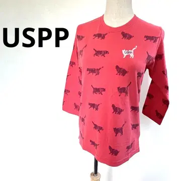 미사용 새상품 USPP 고양이 7부 소매 티셔츠 코튼 M~L 사이즈
