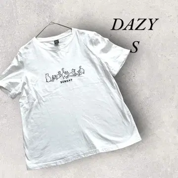 DAZY 쉬인 S 반팔 티셔츠 프린트 로고 고양이 심플 화이트