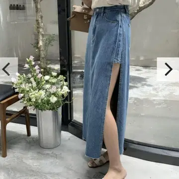 데님 슬릿 스커트
