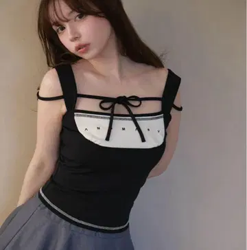 앤드메리 루카 스티치 톱 블랙