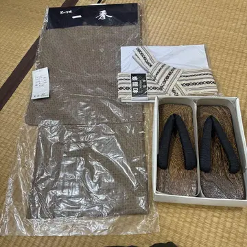 L 사이즈 기모노 세트 100% 면 일본 나막신, 오비 세트